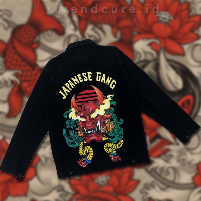 Jaket Levis Custom Jaket Denim Handmade Lukis Japanese Gang Jaket keren cowo cewek , jaket Keren