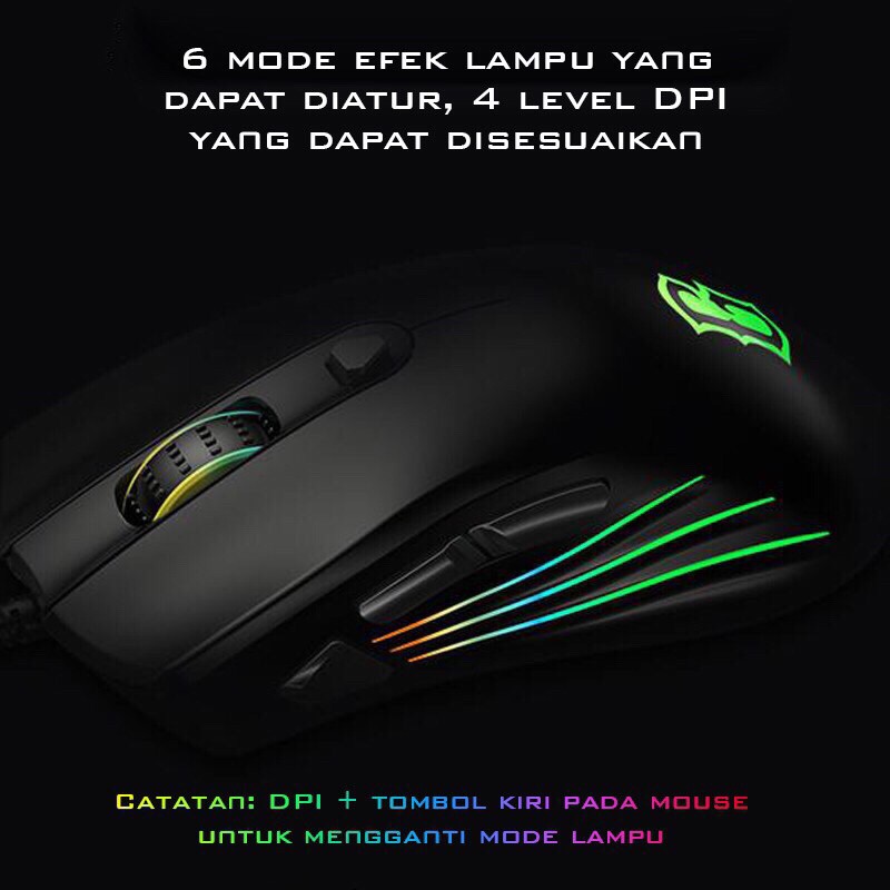 GAMEN GM1500 6400DPI Optical Positioning Technology with 6 Lighting Effects Modes Mouse Black-Garans