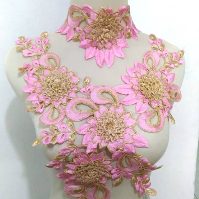Renda Bordir Dahlia Set Pink
