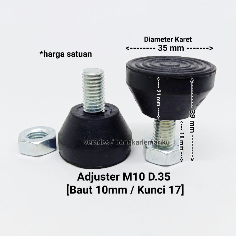 Adjuster M10 Diameter 35 mm Karet Stabil Kursi Meja