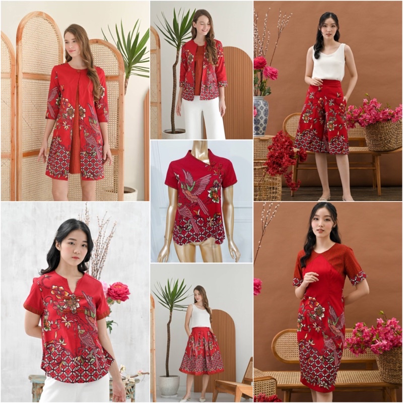 Couple Batik RM Red Series/ Batik wanita Modern / Batik wanita jumbo / Baju imlek