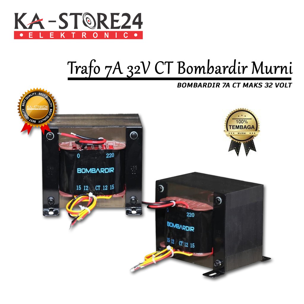 TRAFO 7A 32V CT KOTAK BOMBARDIR -  7 A 32 25 V VOLT MURNI BELL ASLI