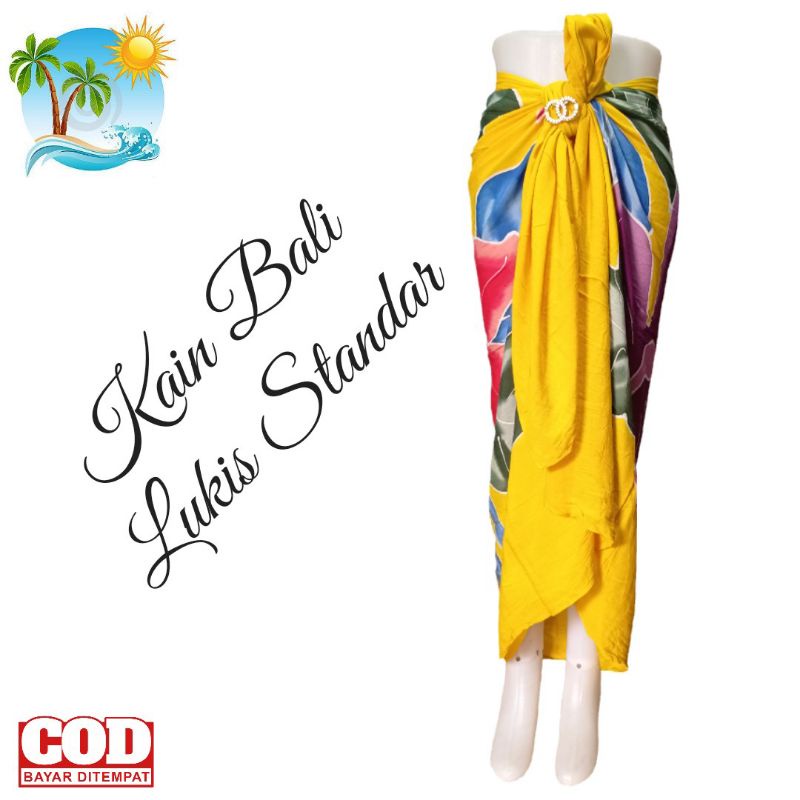Kain Bali Pantai - Kain Pantai AksaBaliz1 - Kain Bali Motif Lukis Tangan Standar - Sarung Pantai - S
