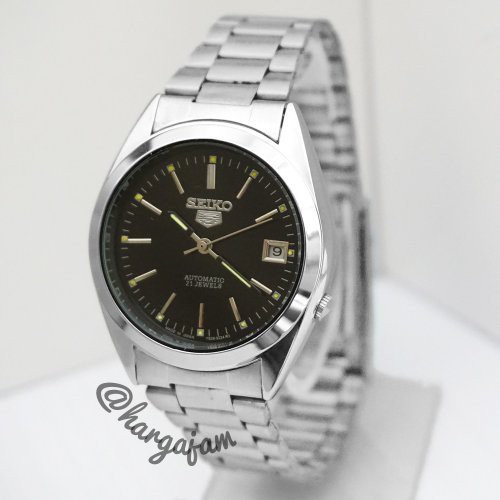 Jam Tangan Automatic Seiko Series 5 S706076 Silver Chain | Black Dial (hargajam cowok matic