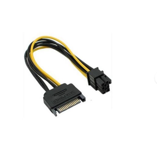 Cable power 6p male to sata 15 pin male pcie pci express vga card video adapter - Kabel power 6 pin to sata 15p pci-e