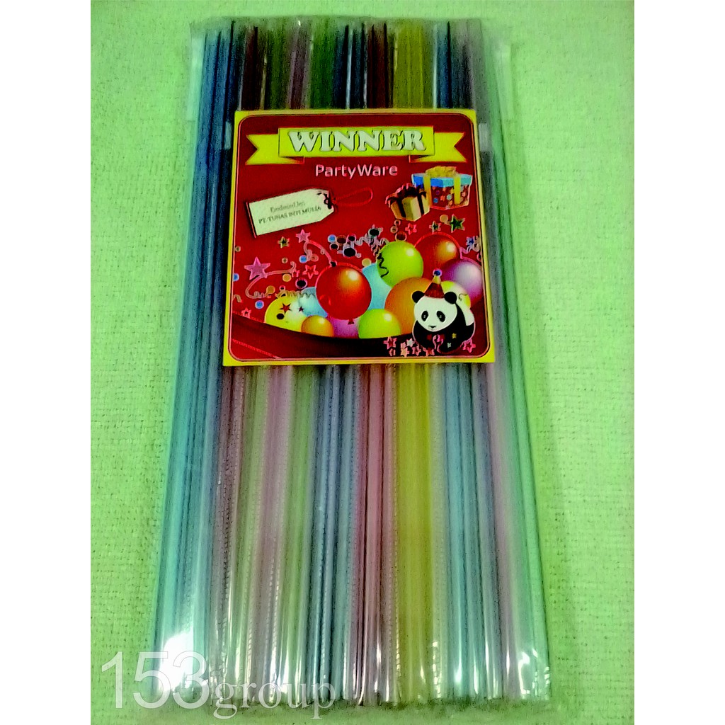 Winner Sedotan Plastik Bengkok Transparan OPP 6" , 50pcs/pak