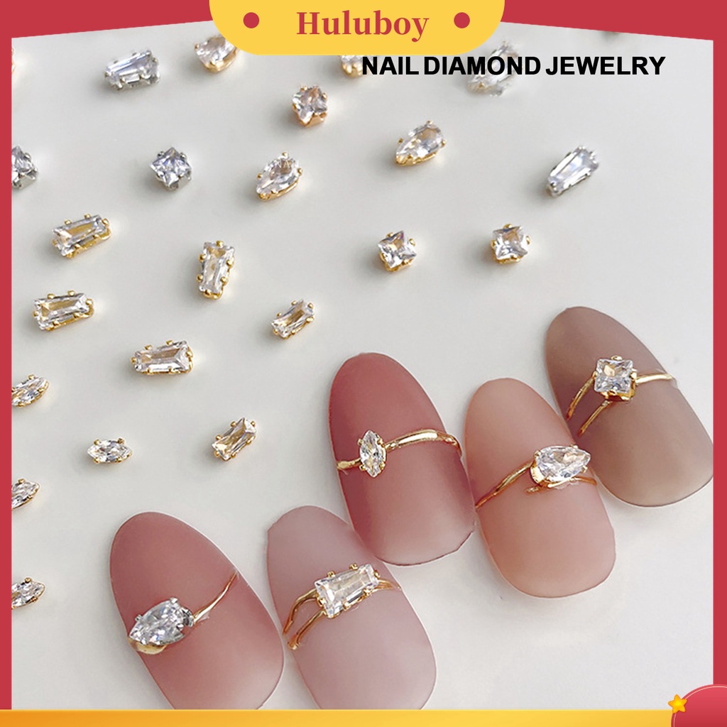 Huluboy Huluboy♡ 20 Pcs Ornamen Perhiasan Berlian Imitasi Bentuk Tetesan Air Mata Kuda Bahan Zirkon Untuk Dekorasi Nail Art