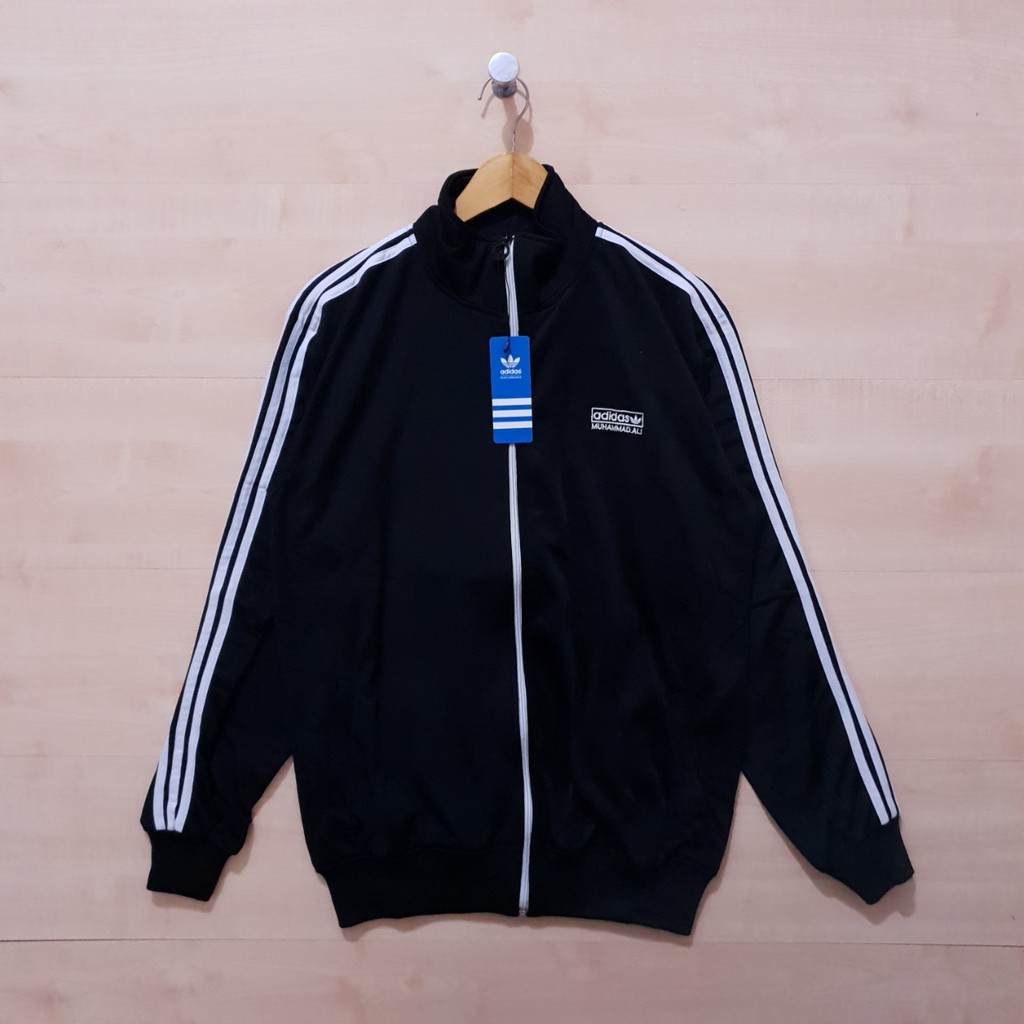 Jaket Tracktop Adidas Stripe  X Muhammad Ali Black