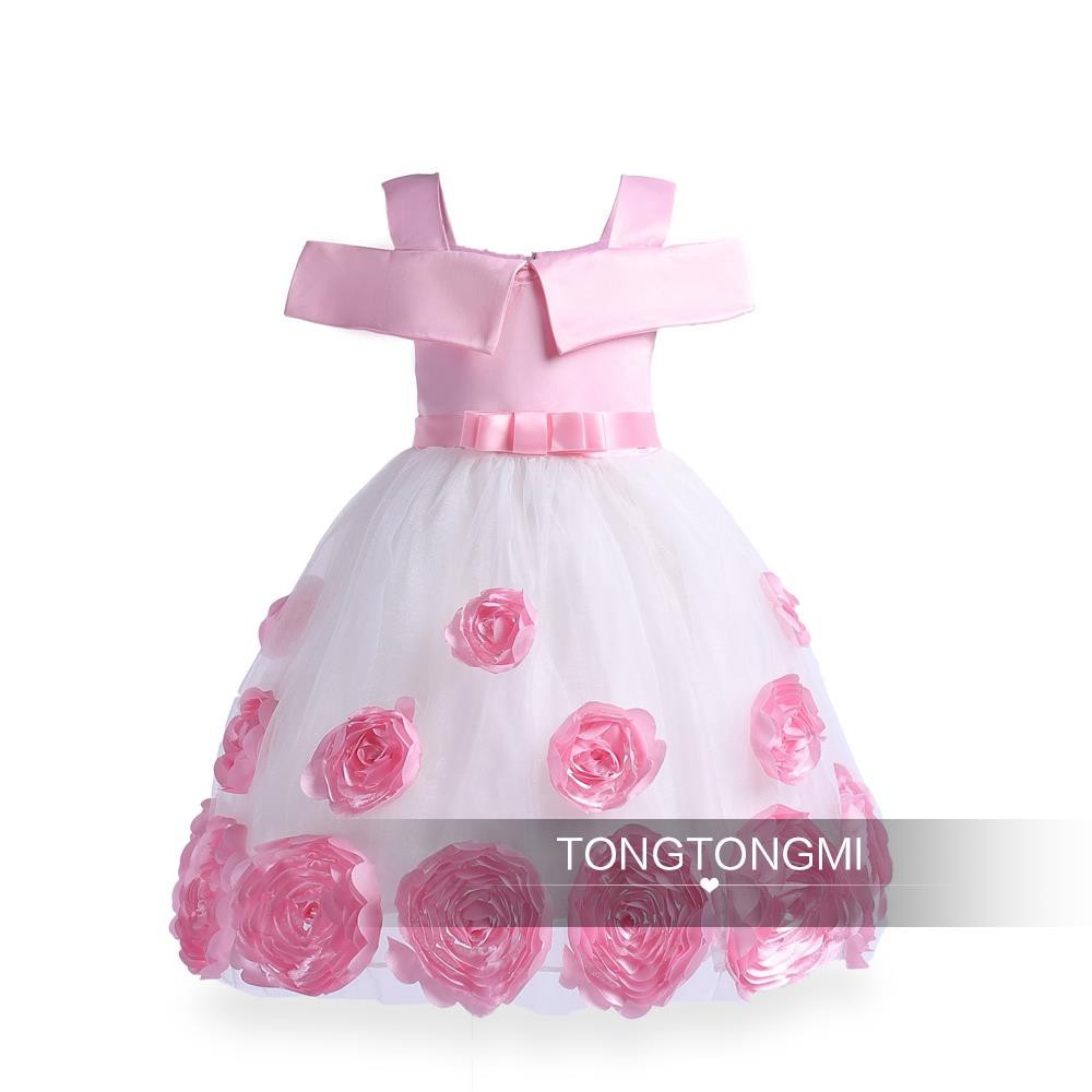 PARTY DRESS ROSE PINK WHITE