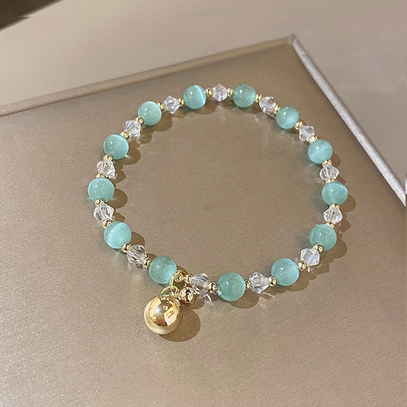 Gelang Tangan Manik-Manik Kristal Opal Chalcedony Mewah Untuk Wanita