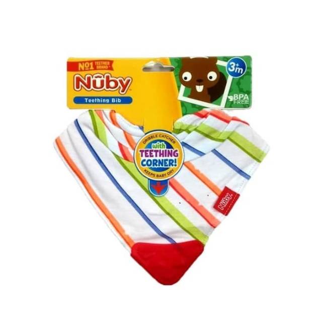 NUBY Teething Bib Slabber Teether Celemek Gigitan Bayi