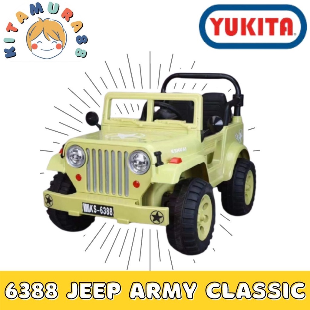 BARU!!! MAINAN MAENAK ANAK MOBIL AKI YUKITA 6388 JEEP ARMY CLASSIC