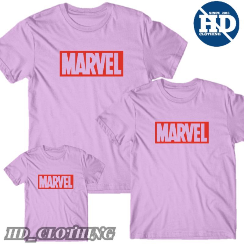 Kaos Atasan lengan pendek Couple Keluarga Superhero Tulisan Marvel - HD Clothing