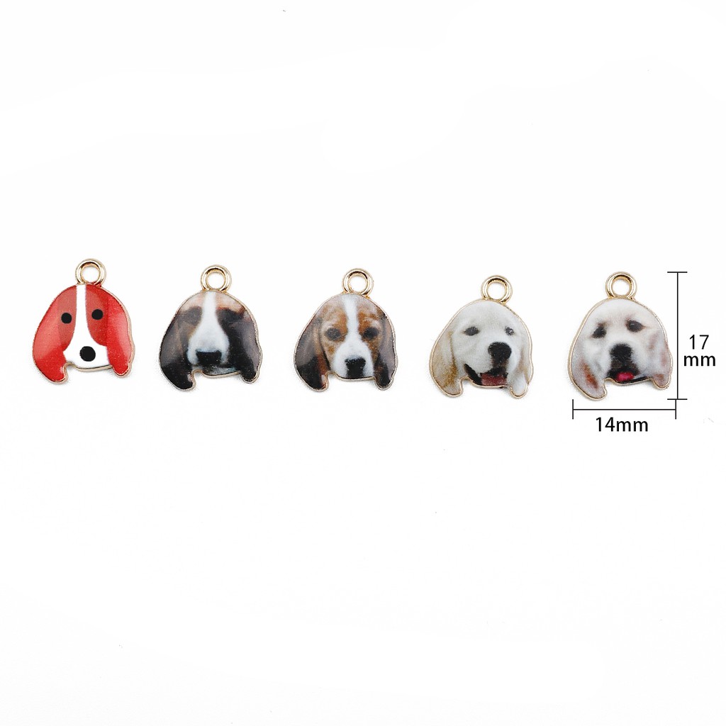 4pcs Charms Enamel Bentuk Anjing Bahan Alloy Warna Emas Untuk Membuat Perhiasan Kalung Dan Gelang