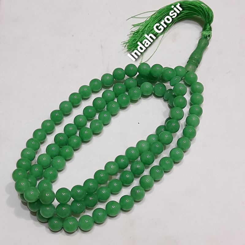 TASBIH BATU GIOK HIJAU KRISTAL 99BUTIR 8MM NATURAL