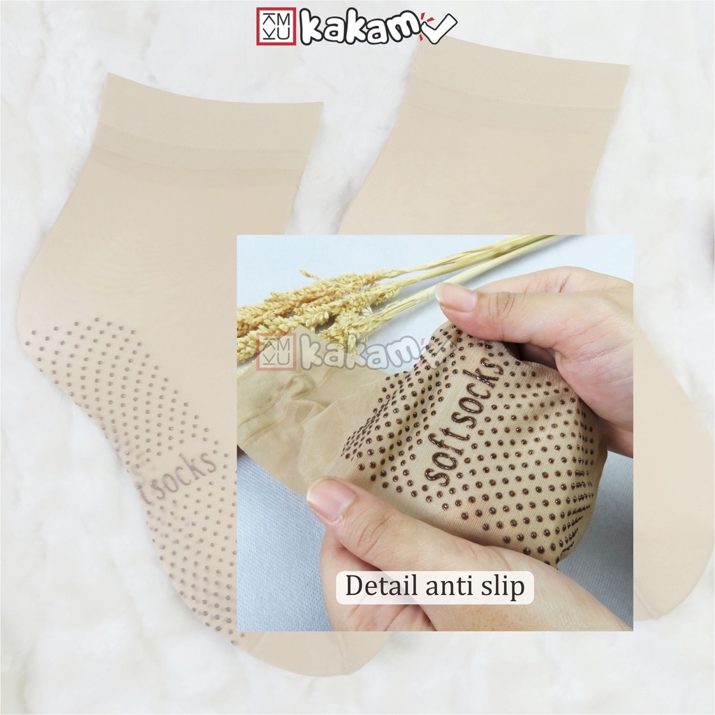 Kakamu Kaos Kaki Stocking Polos dan Anti Slip Wanita