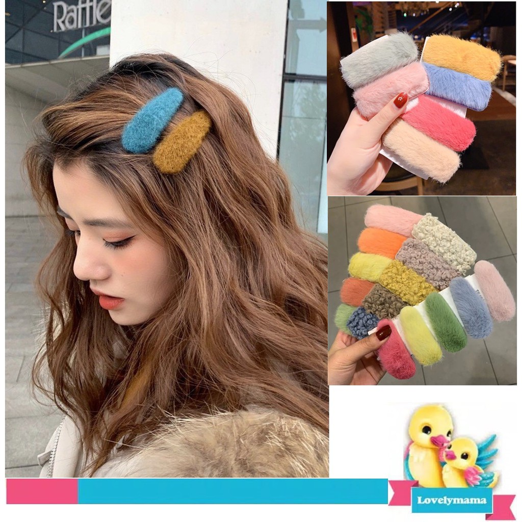 Jepit rambut model bulu korea import murah style lucu hairpin fashion gaya wol jepitan