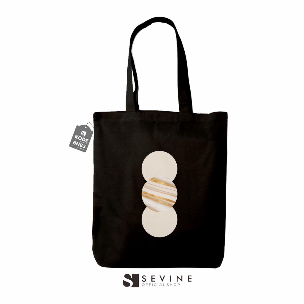 Sevine Totebag Tas Wanita Tote Bag Resleting Motif Nordic Fashion Black Series - BNB