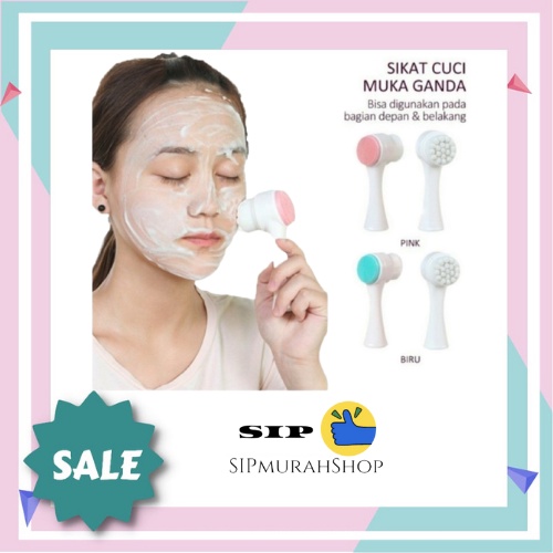 (COD) ALAT CUCI MUKA 2IN1 FACIAL CLEANSING BRUSH SILICONE SIKAT PEMBERSIH WAJAH PORI 2 SISI BULU LEMBUT HALUS SILIKON