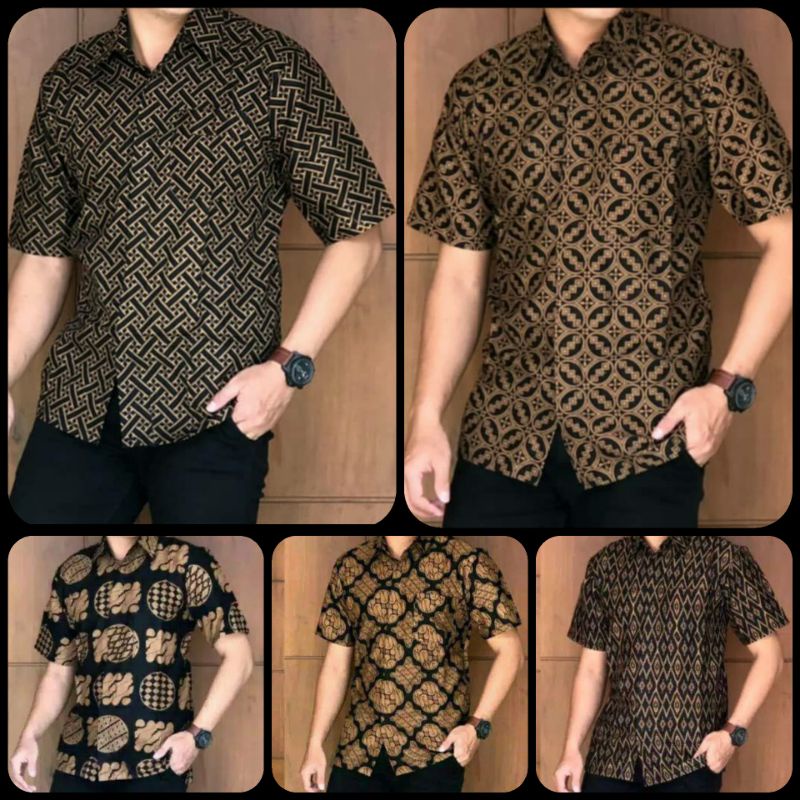 kemeja batik Lawasan Coklat Hem batik sogan