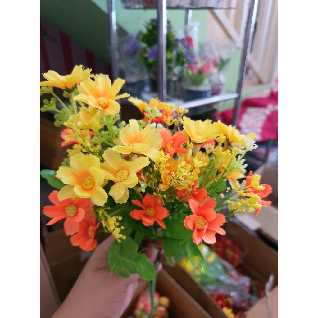 BUNGA CRYSANT / BUNGA KRISAN ARTIFICIAL / BUNGA PLASTIK CRISAN / BUNGA MAWAR-ORANGE