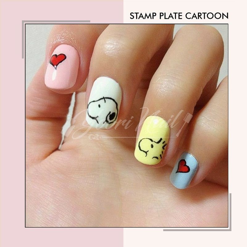 Stamp plate cartoon character nail art snoopy hello kitty mickey disney stamping nails