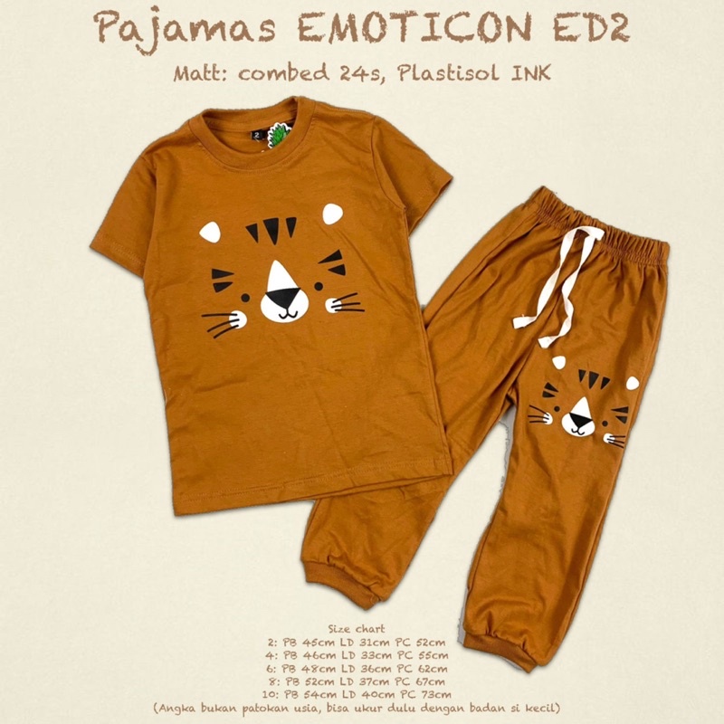 Pajamas Emoticon Pineapple Kids Original Pakaian Anak Setelan Unisex Super Premium