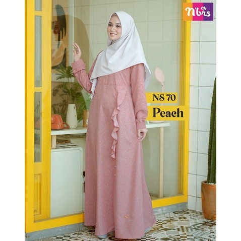 PREMIUM BAJU GAMIS SYARI TERBARU 2020 NIBRAS DRESS WANITA MUSLIM BUSUI BLUE - PEACH, XS