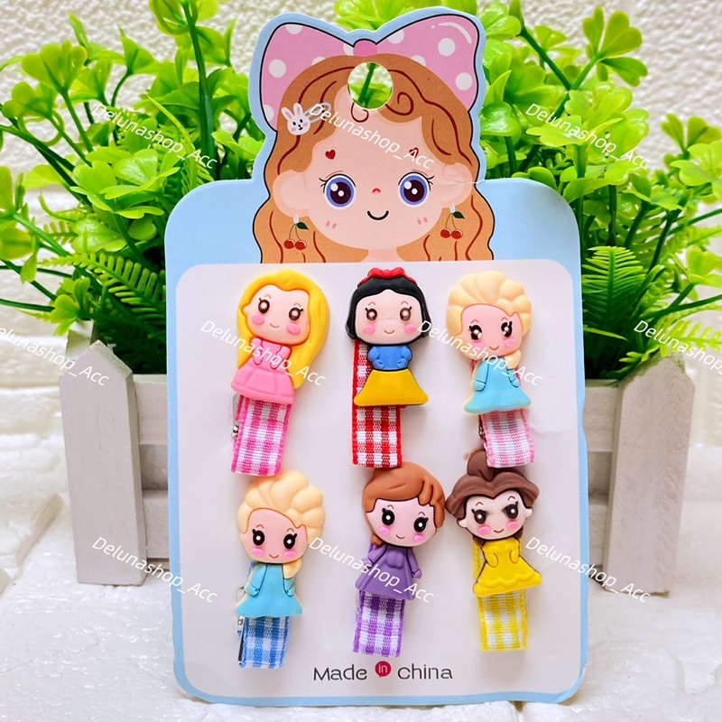 DELUNASHOP_ACC Jepit Rambut Anak Disney Princess Korea Style Motif Princess Elsa Frozen Mermaid Aurora Snow White Cinderella