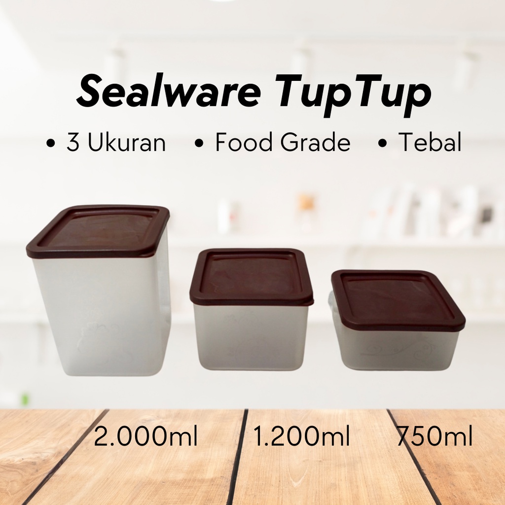 Toples Minimalis 3 UKURAN | Sealware Evalia Toples Makan Kotak Makan Plastik Toples Kue Kering 2000m