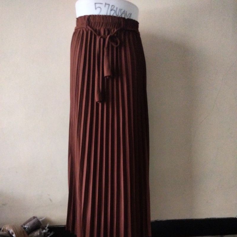 rok plisket premium import kosibo creep-Coklat manis