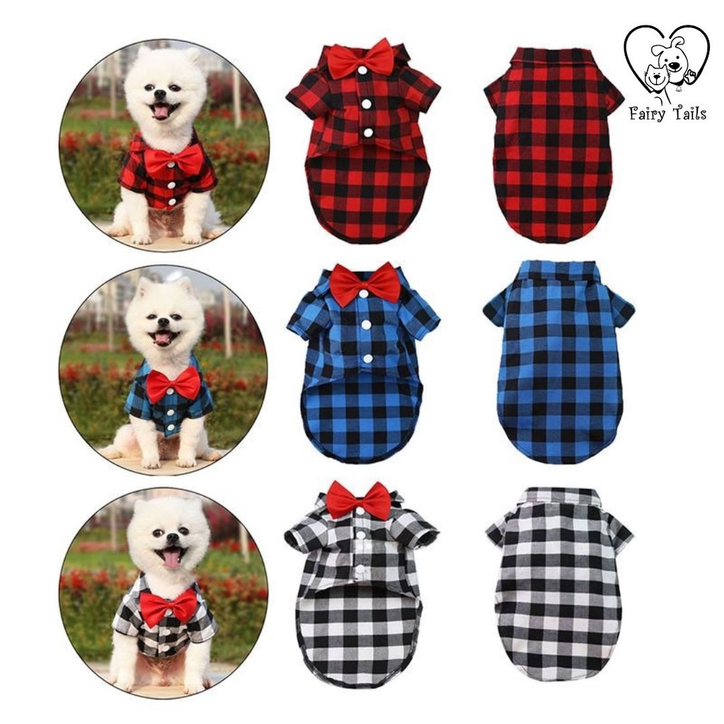 Baju Anjing Kucing | Kostum Kaos Kemeja Dasi Kupu Kupu | Pet Bowtie Tie Shirt Clothes