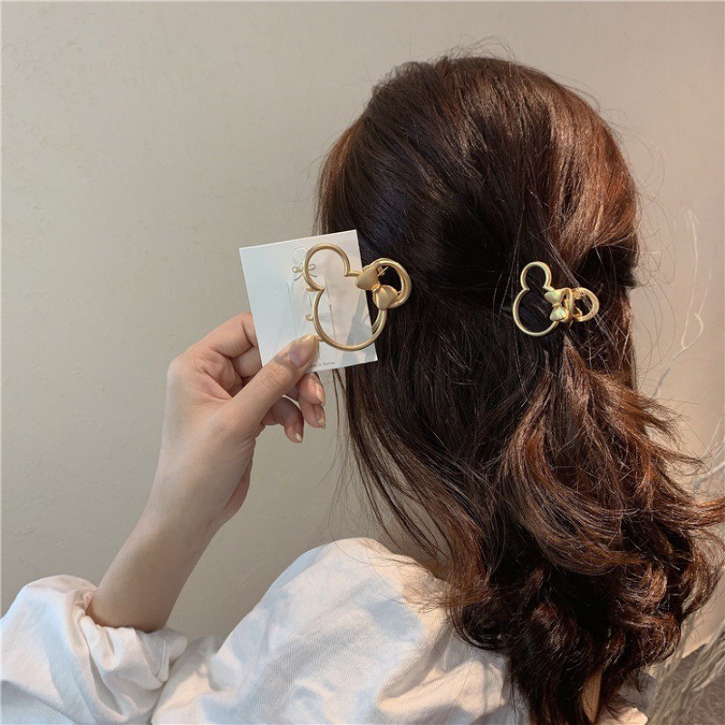 Jepit Rambut Anak Dewasa Perempuan Korea Logam Motif Karakter Warna Emas Perak Gold Silver Jedai Korea Alloy Hair Claw Clips