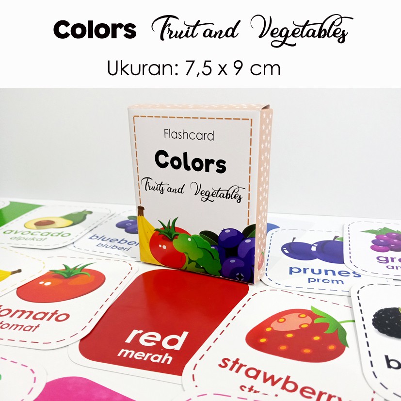 Flashcard warna fruit vegetables Flash Card pairing 