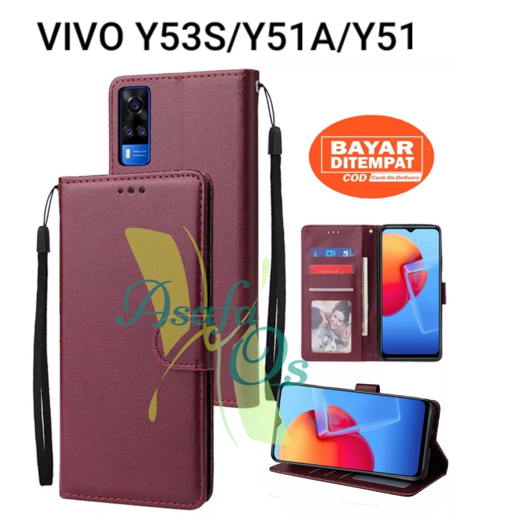 VIVO Y53S / Y51A / Y51 FLIP LEATHER CASE PREMIUM-FLIP WALLET CASE KULIT UNTUK VIVO Y53S/Y51A/Y51