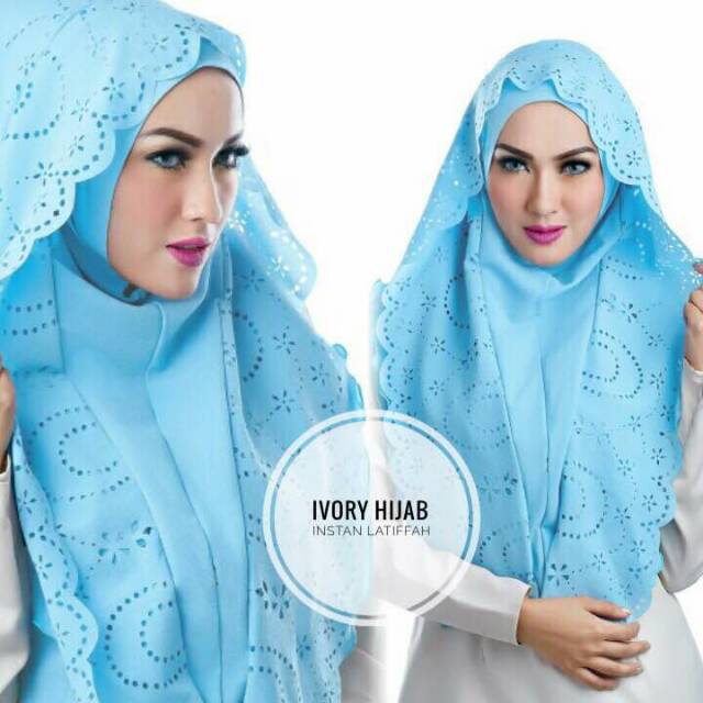 (READY STOCK LIMITED) Hijab Jilbab Kerudung Instan polos bubble crep biru muda Latiffah by Ivory Hij