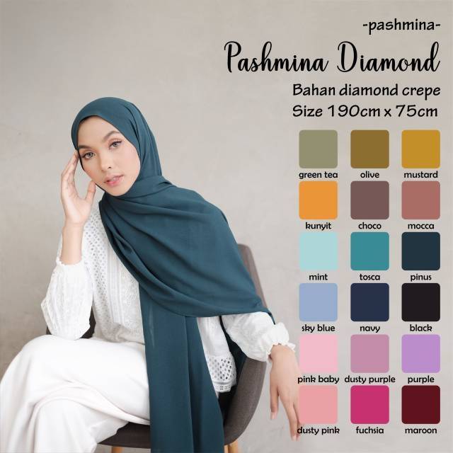 Siap Kirim Bisa Cod Hijab Pashmina Diamond Bahan Diamond Crepe Murah Shopee Indonesia