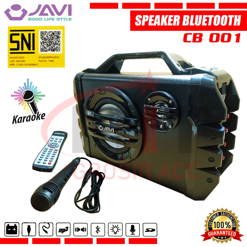 Speaker Bluetooh JAVI CB001 + Mic/Remote Speaker Karaoke Speaker Aktif