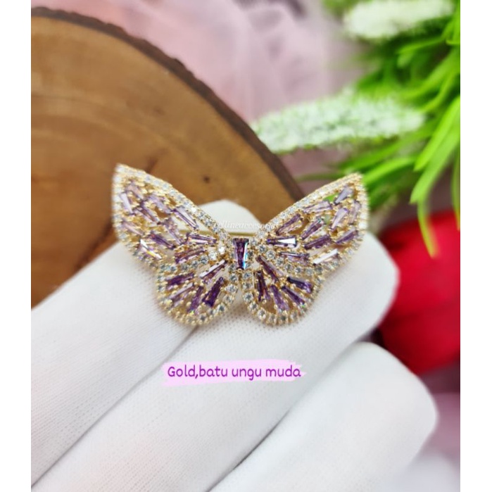 BROS KUPUKUPU | BROS SWAROSKI KUPU KUPU | BROS HIJAB | BROS JILBAB | BROS ZIRCON | BROS DAGU-Gold-Batu ungu muda