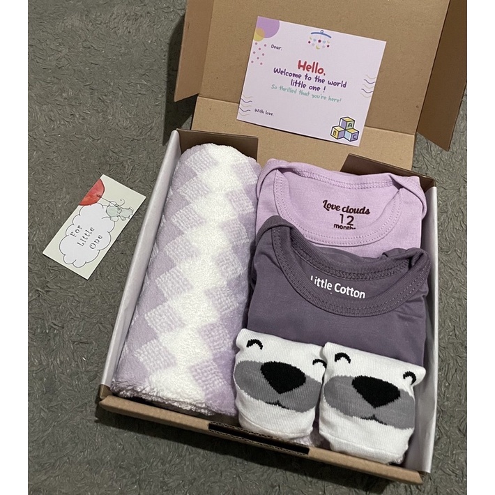 Hampers Bayi | Kado Bayi | Hampers baby boy | Hampers Baby Girl | Kado Lahiran | Baju Bayi | Handuk Bayi-FLO GS Handuk-Ungu