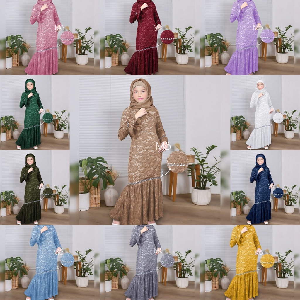 MAXY NURHALIZA KID FASHION PAKAIAN MUSLIM ANAK PEREMPUAN GAMIS DRESS MAXI BRUKAT JCHM