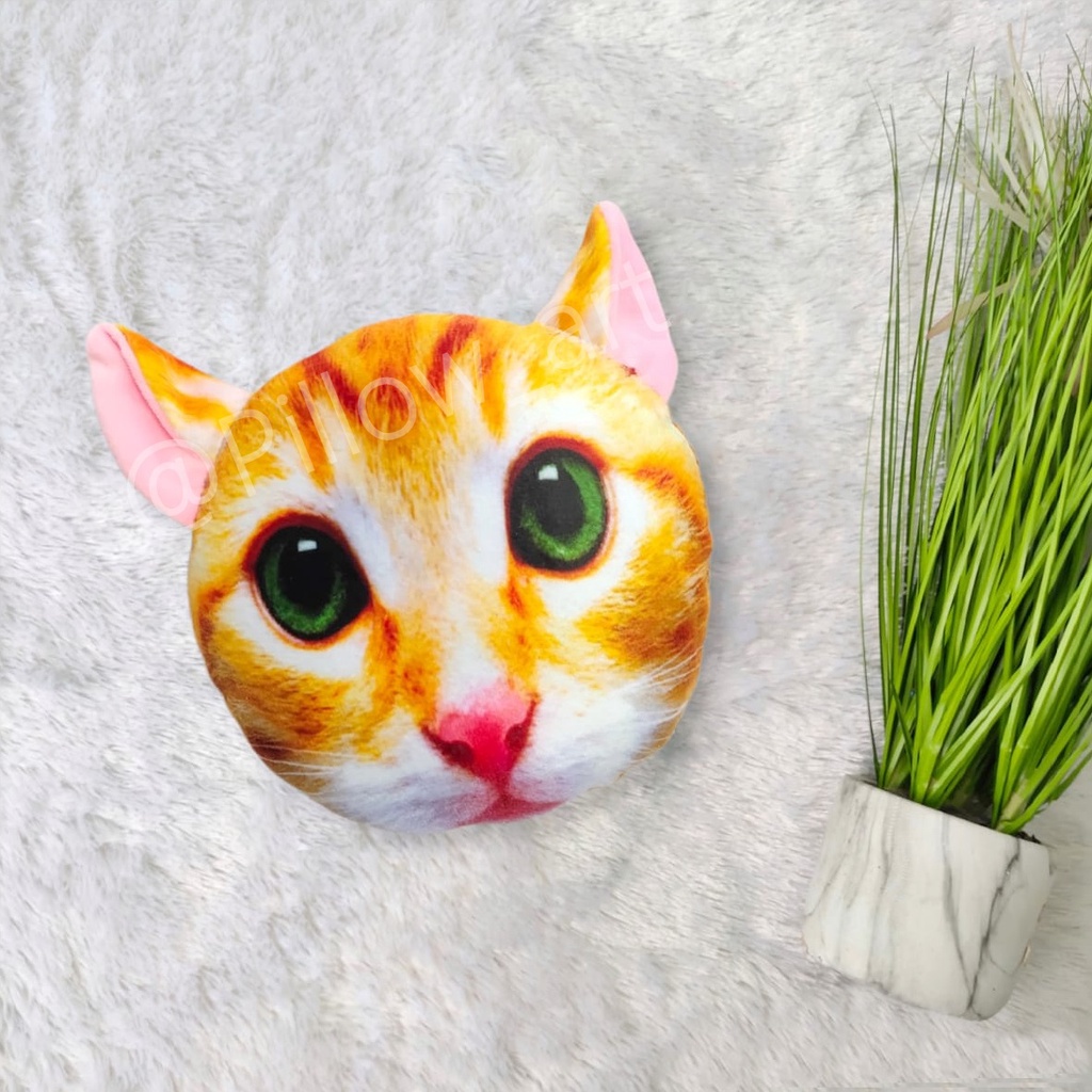 Pillowart - Bantal Boneka Kepala Kucing Bulat Size S - ART070