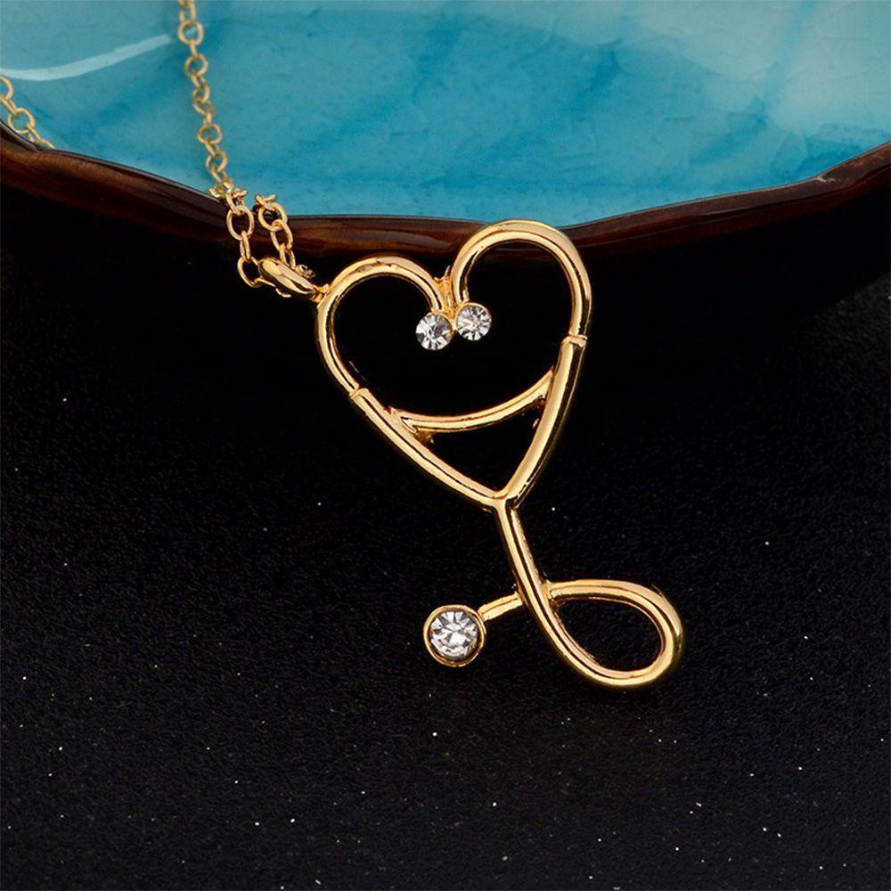Rebuy Kalung Fashion Cardiogram Wanita Rantai Pesona Stetoskop Dokter