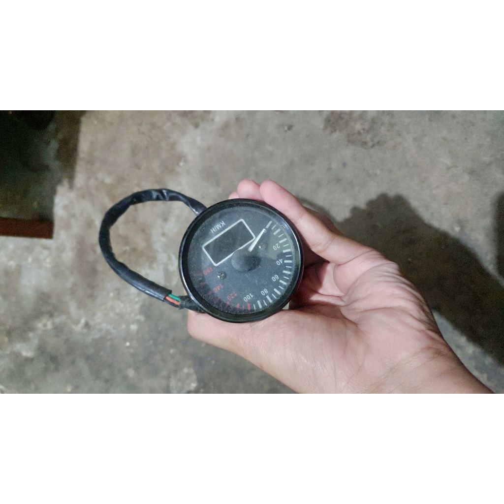 spidometer jarum dan bensin digital bulat hitam universal speedometer spido