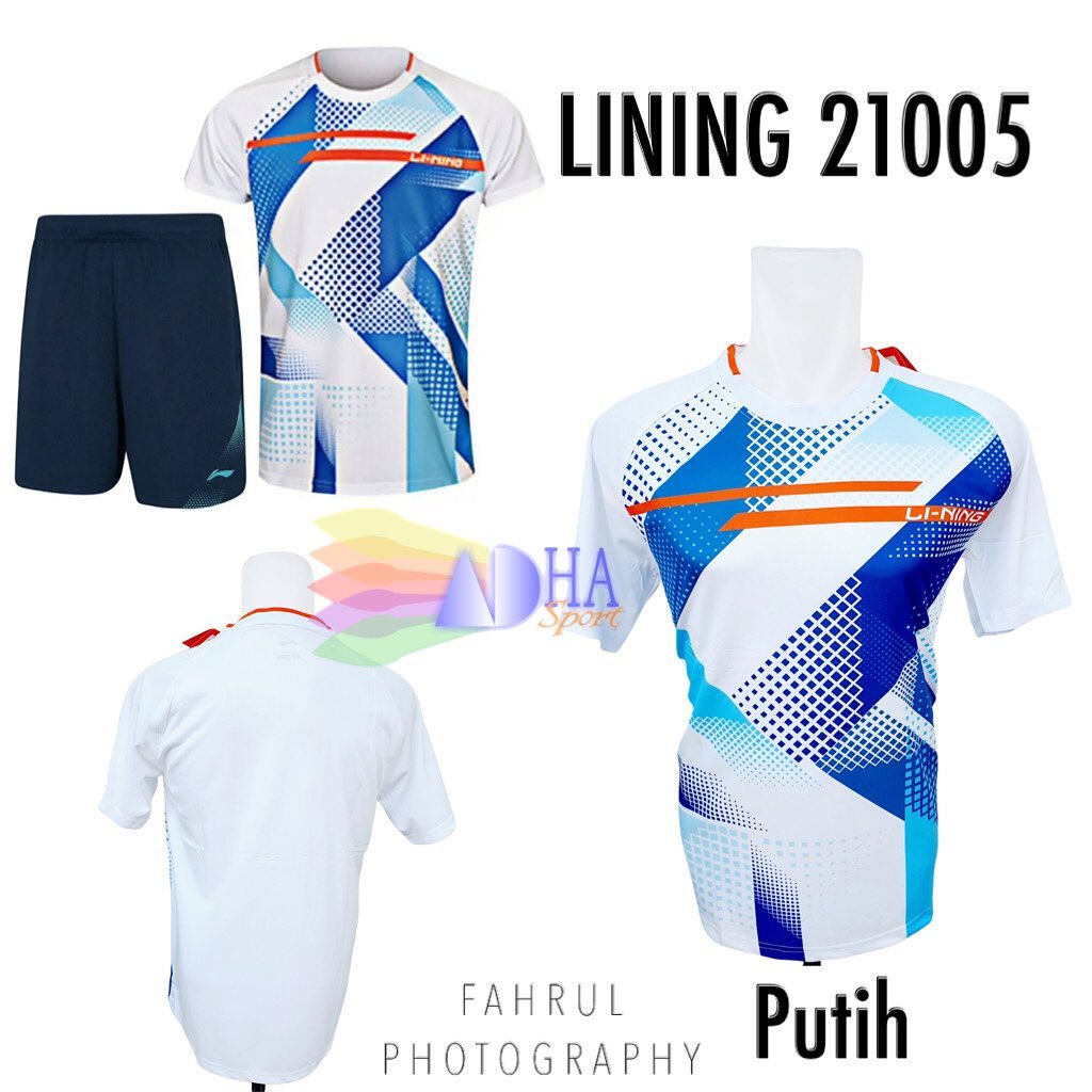 Kaos Badminton L 21005 / L21005 Putih Bulutangkis Store Surabaya Adha Sport