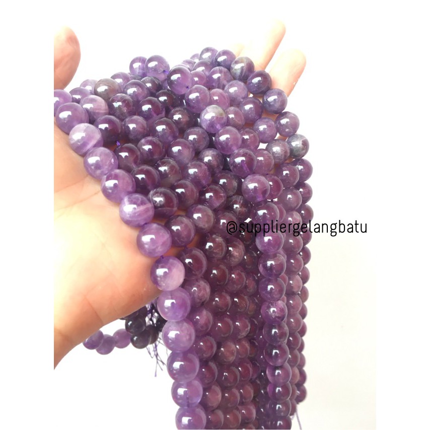 bahan batu kecubung susu 12mm amethyst kalimantan martapura original ungu violet bahan fashion craft