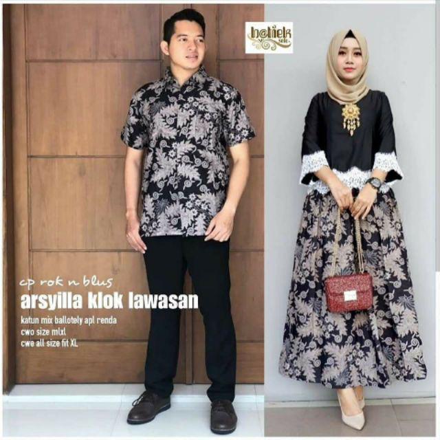 Batik Couple Rok n Blouse Arsyilla klok lawasan-Hitam