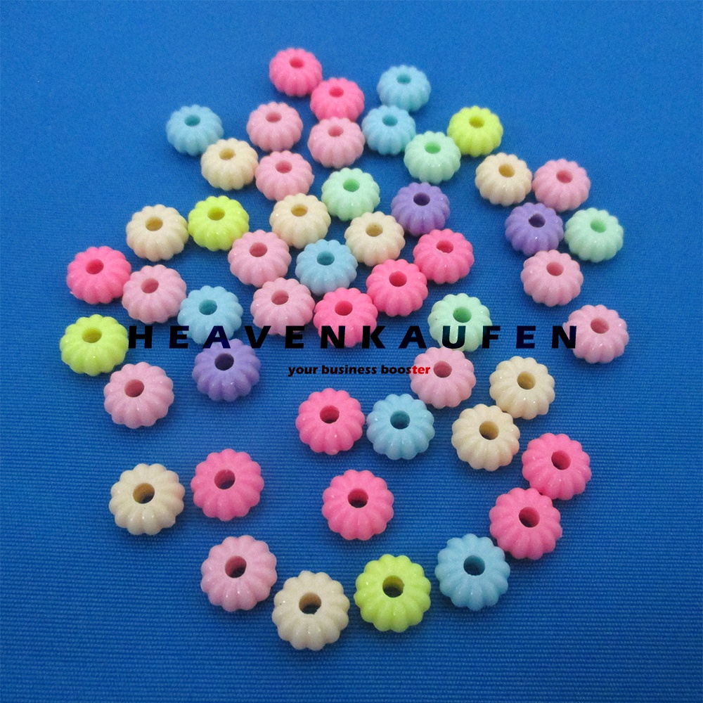 Manik Manik Beads Sun Flowers Plastik Lebar 8 mm Diameter Lubang 2 mm Mix Warna Per Pack isi 50 Pcs