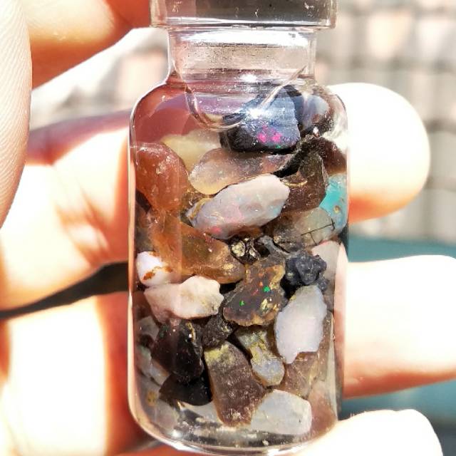 Rough / Bahan / Kerikil Batu Natural Kalimaya Opal Banten Botol Kaca 2