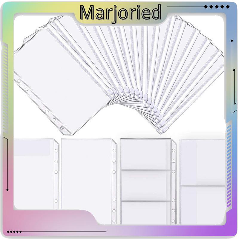 A5/A6 Tas Ritsleting Notebook Daun Longgar 6 Lubang Template Pemotongan Kantong Penyimpanan Tagihan-MJD